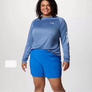 Columbia Tidal Shorts Womens 2X Blue Swimming Hiking Trekking Stretch Quick Dry